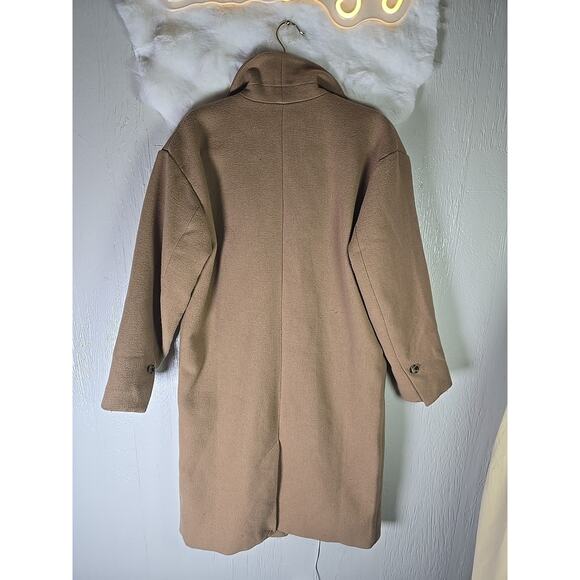 H&M Trench Coat Wool Blend Womens XS Jacket Camel Office Formal Holiday Party - Picture 5 of 10